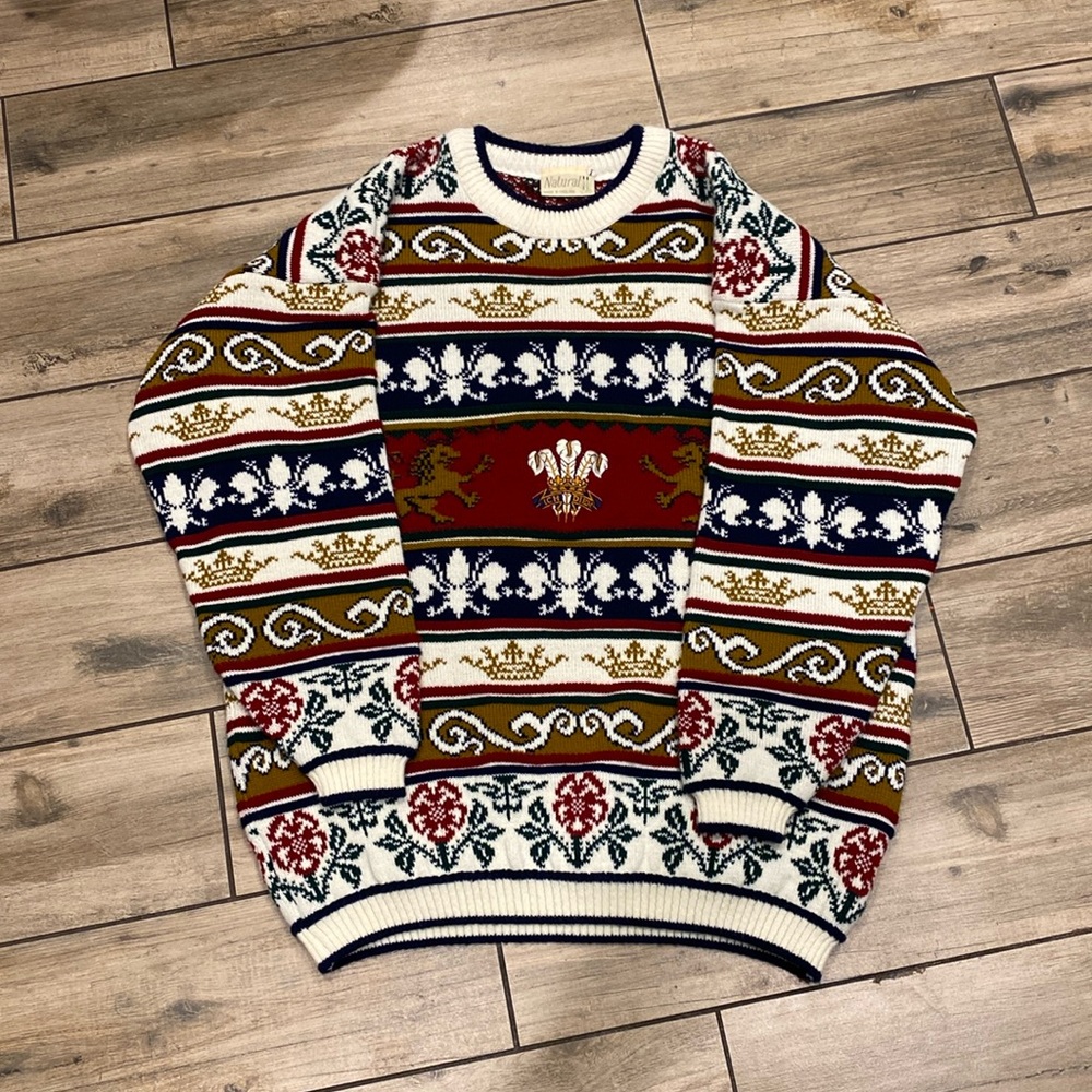 Men's Multicolor Patterned Crewneck Sweater